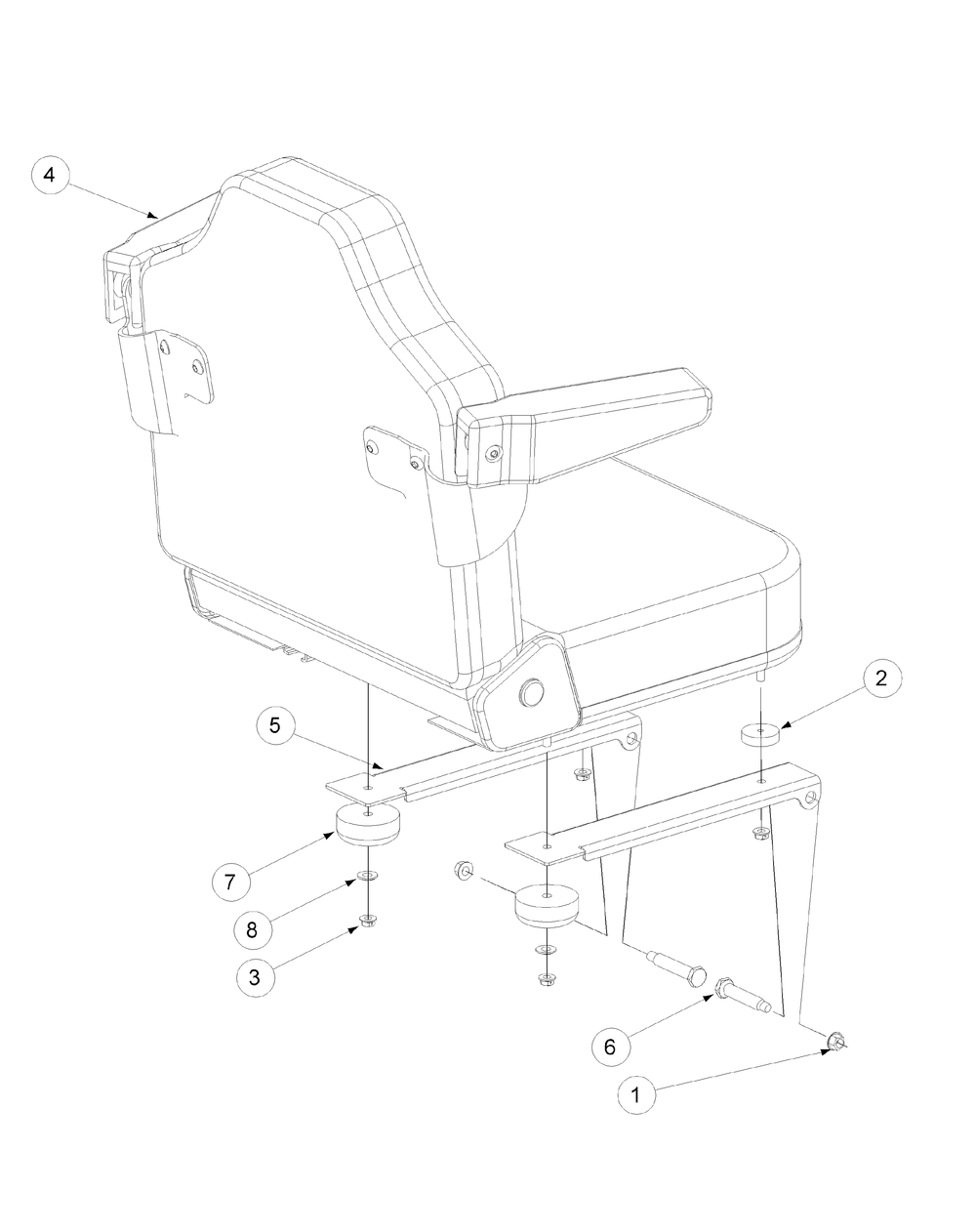 Seat Assembly Diagram and Parts List for M54-KW 53DB5DBW750-23-HP Cub Cadet Lawn Tractor